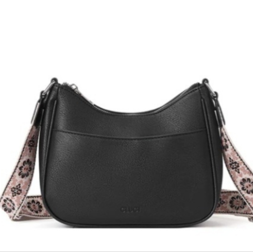 Cluci Black Leather Shoulder Bag